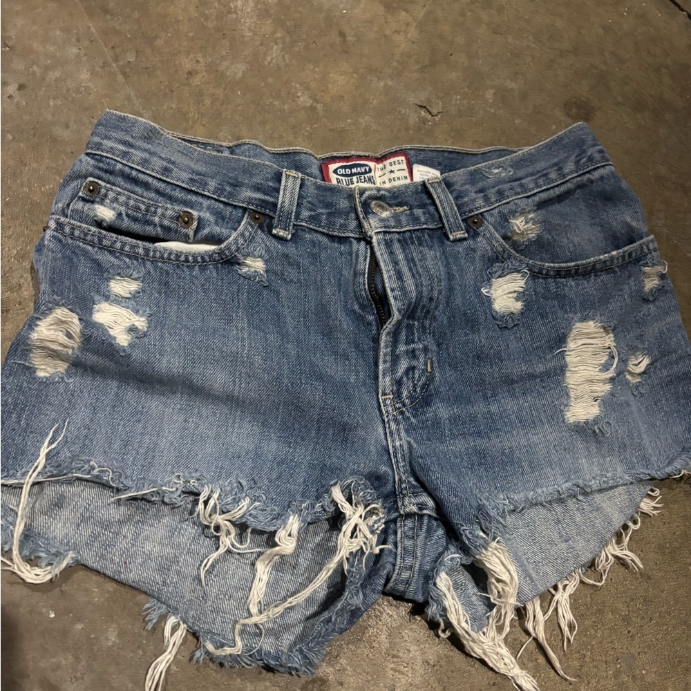 Distressed Blue Denim Shorts